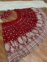 Maroon embroidered Lehenga