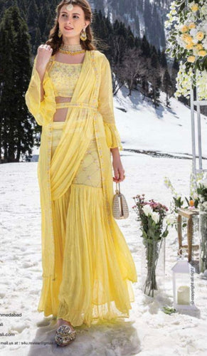 Wedding phera album - yello sharara saree style
