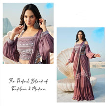 Bardot style sharara saree drape