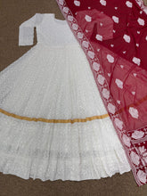 White embroidered gown