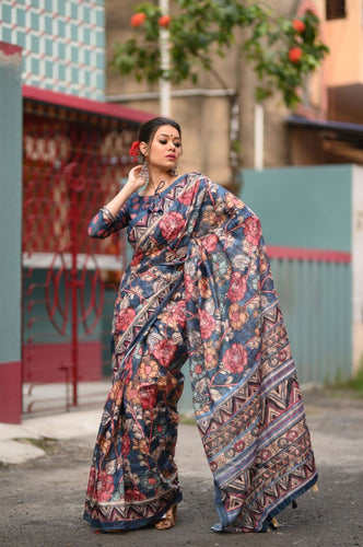 Kalamkari soft linen cotton saree