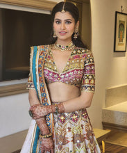 White ivory silk digital Lehenga - lots of flair