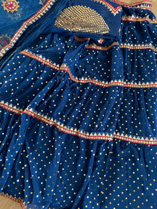 Blue georgette threadwork Lehenga