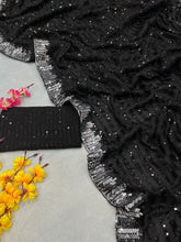 Celebrity style: black sequins saree