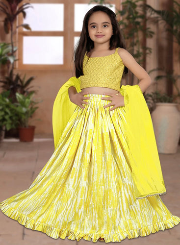 Kids (Girls) readymade yellow sequins Lehenga