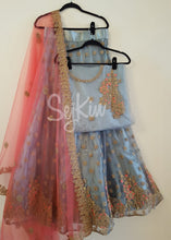 Silvery grey and baby pink lucknowi lehenga