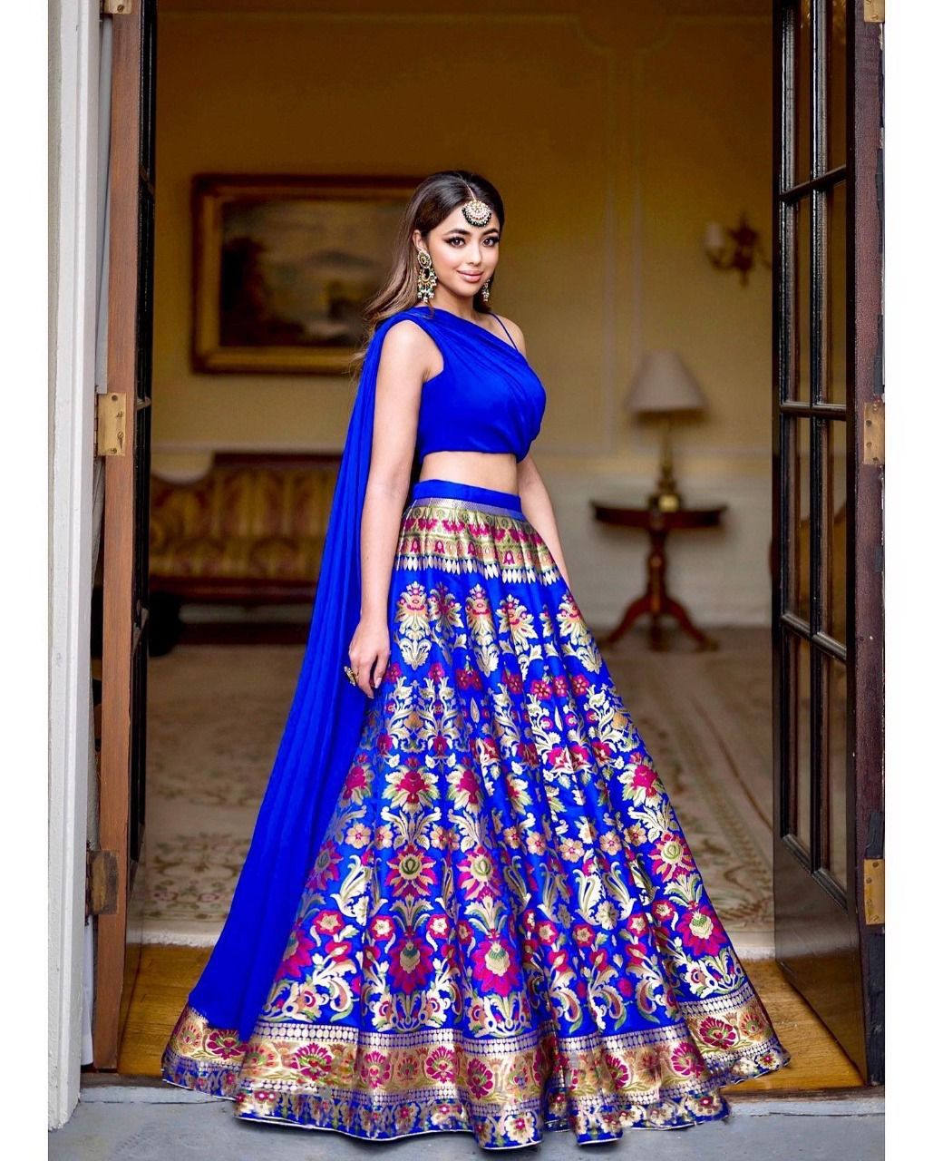 Royal blue sweetheart banarasi Lehenga