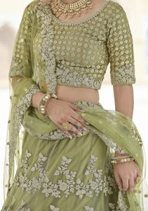 Elna wedding lehengas - olive green