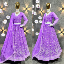 Orchid purple sequins embroidered Lehenga (with long sleeves)
