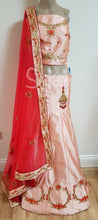 Red and pretty pink floral lehenga