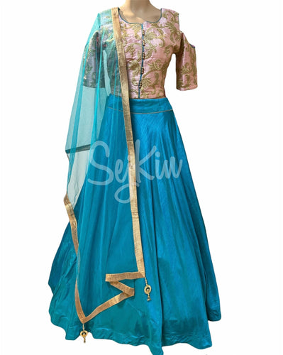 Baby pink cold shoulder lehenga