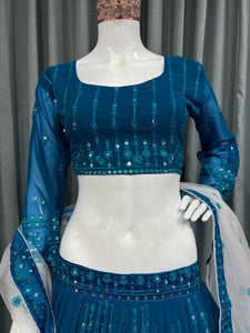 Dandiya night - blue georgette Lehenga