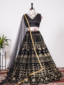 Black and gold partywear Lehenga