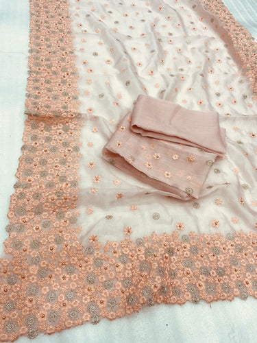 Floral and beads galore saree