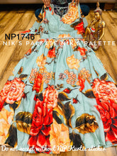 Niks collection - sea green floral digital print gown
