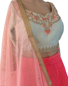 Mint green and peachy pink Lehenga (plus size)