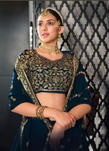 Teal blue sequins Lehenga