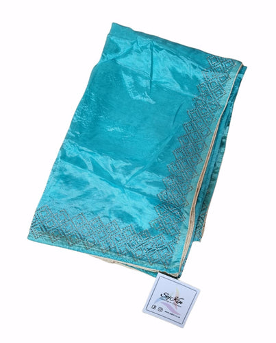 Rama blue swarovski silk dupatta