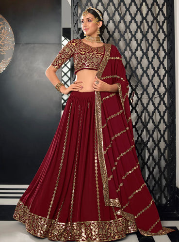 Maroon sequins Lehenga