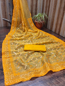 Organza silk saree with zigzag sequins