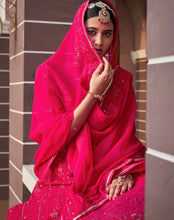 Lucknowi sequins Lehenga - rani pink