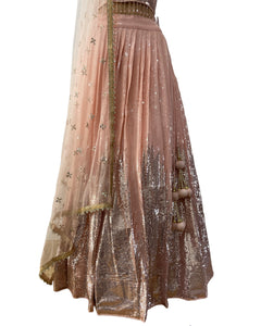 Peachy pink sequinned Lehenga - Perfect for reception / wedding
