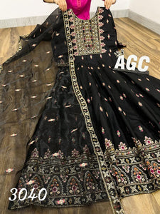 AGC  Collection- black silk gown (plus size options)