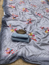 Sober floral digital print sequinned saree