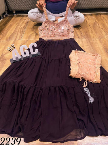 AGC Collection: Shaded peach to maroon Lehenga