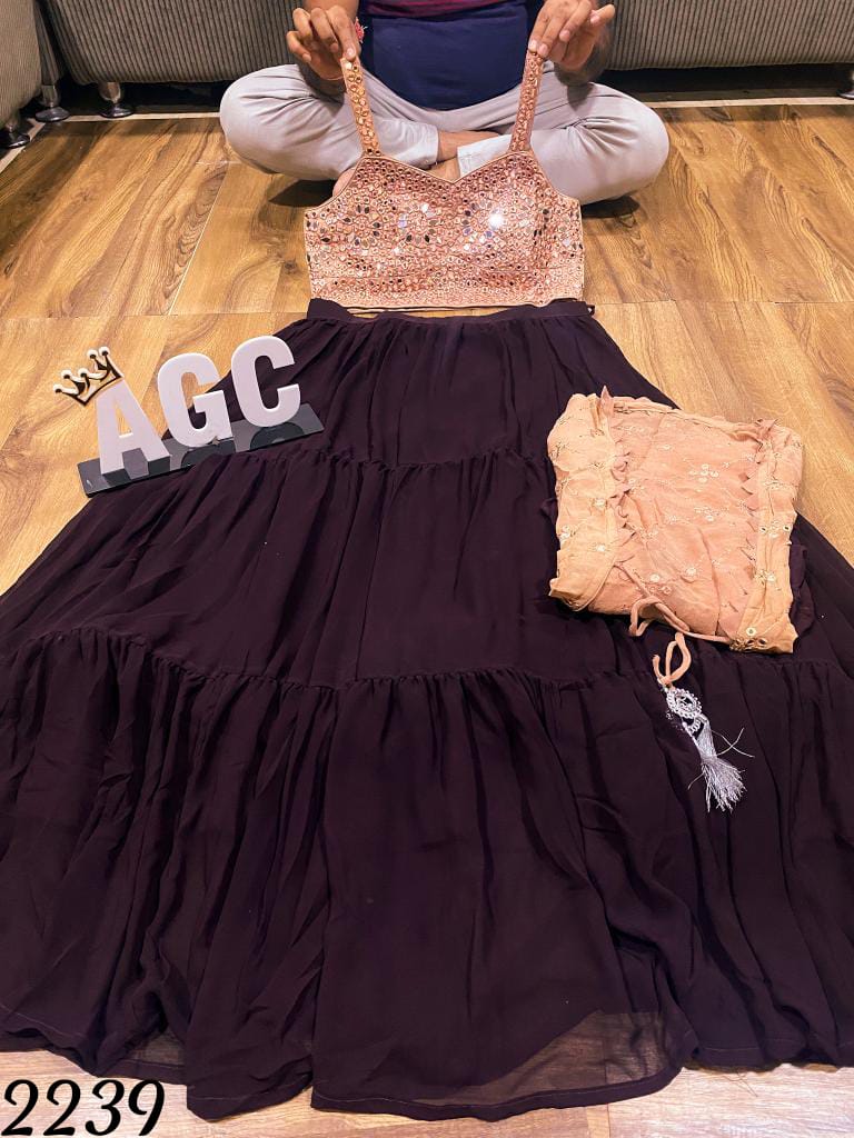 AGC Collection: Shaded peach to maroon Lehenga
