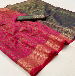 Patola silk saree with contrast pallu