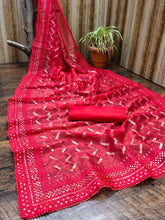 Organza silk saree with zigzag sequins