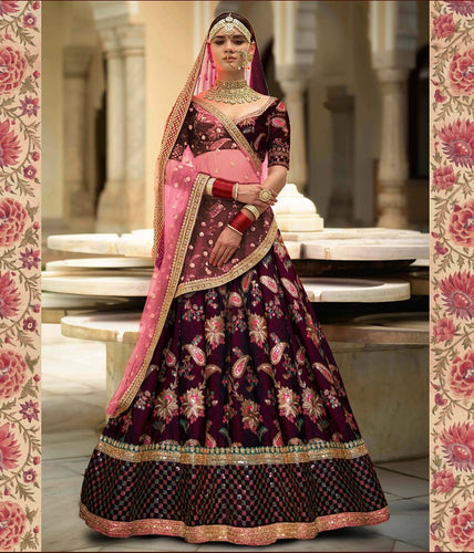 Sabyasachi inspired maroon royal look Lehenga (with 2 dupattas)