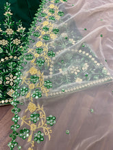 Pine green and florals Lehenga