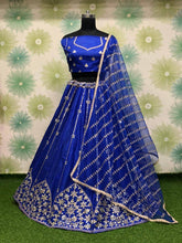 Royal blue silk Lehenga