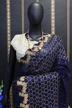 Royal blue sequins saree