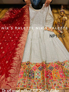 Niks collection - beige silk anarkali with banarasi dupatta