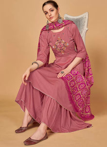 Silk embroidered readymade sharara suit