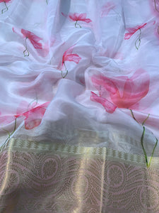 Pichwai print saree - pastel colours
