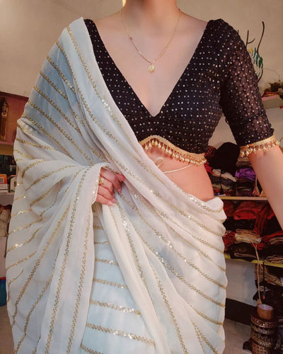 Sequins lines saree in 3 colours