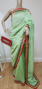 Pista green silk saree