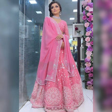 Flamingo pink sequins embroidered Lehenga (with long sleeves)