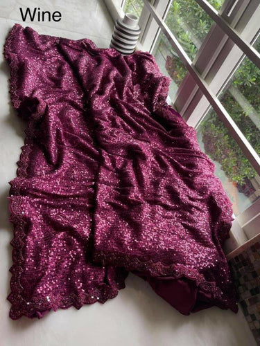 Sequins saree with border
