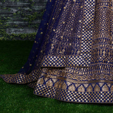 Navy blue and gold Lehenga