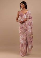 Partywear peachy pink saree