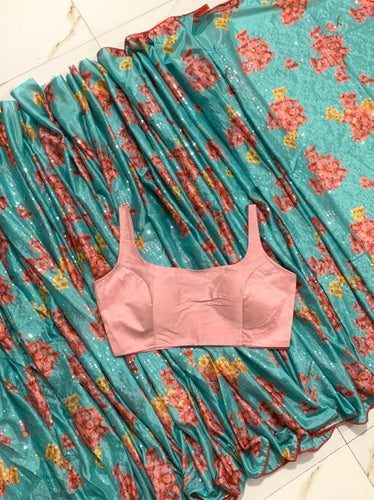 Akansha sequins saree with stitched blouse