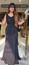 Designer ready to wear black saree with belt