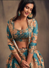 Teal floral Lehenga (UK 6-12)