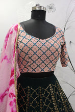 Green and pink peacock Lehenga