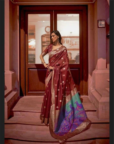 Modal peacock silk collection - red